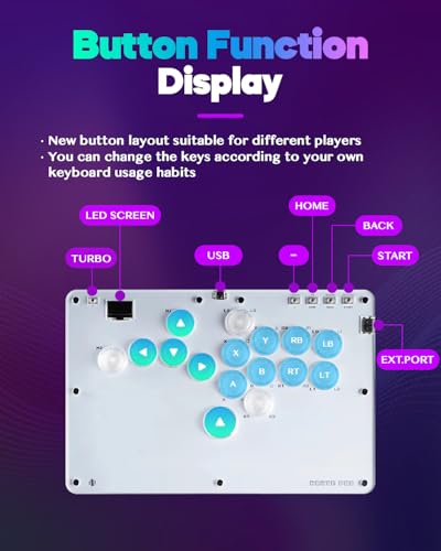 Haute42 R16 Leverless Arcade Stick, Hot-Swap 16-Key Fighting Controller | Custom RGB & Turbo Functions & Hot Swap Supported, Compatible with PC/Ps3/Ps4/Switch/Steam - color: White