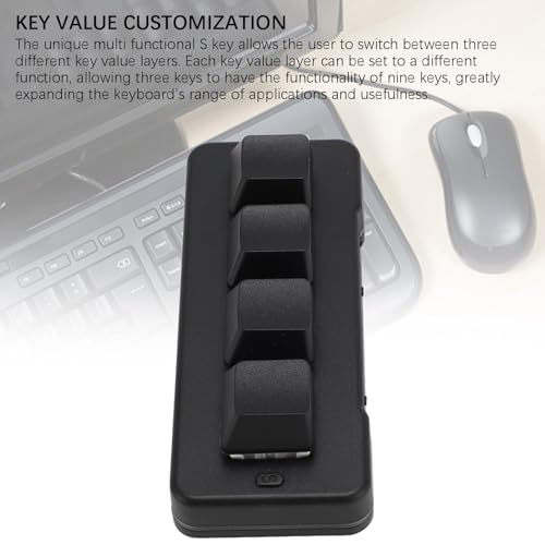 Mini 4 Key Keypad Mechanical Gaming Keyboard, RGB Blue Switch 4 Key Macro USB Keypad, 2.4G One Handed Mini Programmable Keyboard