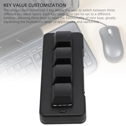 Mini 4 Key Keypad Mechanical Gaming Keyboard, RGB Blue Switch 4 Key Macro USB Keypad, 2.4G One Handed Mini Programmable Keyboard