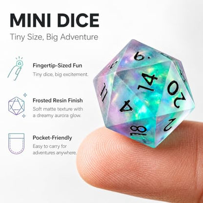 Mini DND Dice Set Tiny Dice 7Pcs Handmade Sharp Edge Accessories Dice for Dungeons and Dragons, Polyhedral Resin Dice - color: Mini--green Pink