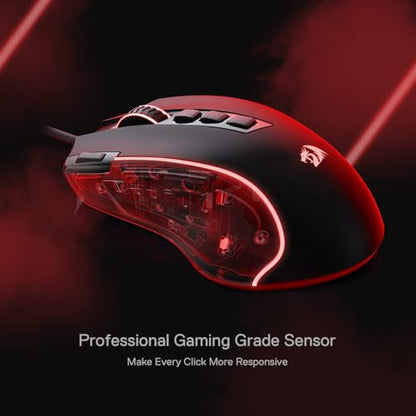 Redragon M612 Wired RGB Optical Gaming Mouse 8000 DPI Remapping Keys | Stable Lag-Free Connection, Redefine Keybinding Macro, Vibing Backlight, Ergonomic Grip Body Comfort - color: Black, style: Wired