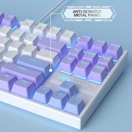 MageGee 75% Mechanical Gaming Keyboard, Red Switch, LED Blue Backlit, 87 Keys Compact TKL Wired Computer Keyboard for Windows Laptop PC Gamer - White/Purple - color: White Purple/Red Switch