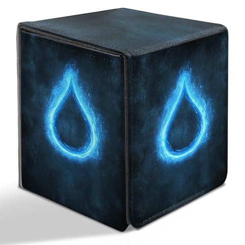 BVDIKMI Card Deck Box for MTG, Card Storage Box Fits 100+ Single Sleeved Cards, PU Leather Strong Magnet Card Deck Case Holder for Magic Commander TCG CCG, Black Drop - color: Black Drop