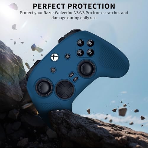 Silicone Grip Skin for Razer Wolverine V3, Protective Cover Compatible with Razer Wolverine V3 Pro Wireless, Gaming Controller Skin with Lanyard (DEEP Blue) - color: DEEP BLUE