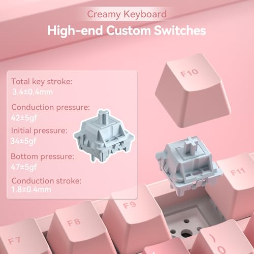 SOLAKAKA A99 Pro Wireless Gaming Keyboard with LCD Screen & Metal Knob, 96% Layout Mechanical Keyboard, 2.4GHz/BT5.0/USB-C, Hot Swappable, Creamy Keyboard with Gasket Structure, RGB, for Win/Mac - color: Pink