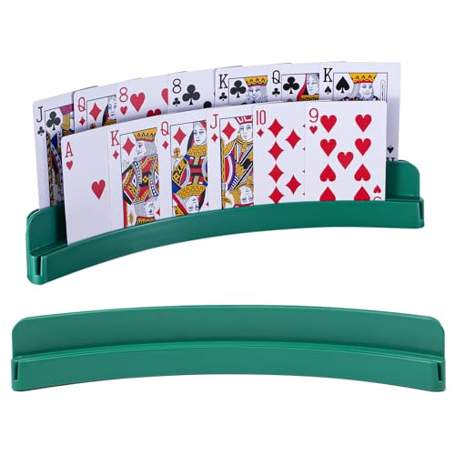 2-Layer Plastic Playing Card Holder for Kids Adults Seniors, Little Hands Card Game Holder with Non-Slip Base – Game Night Ldeal Accessories for Arthritis - color: green, size: 2PCS