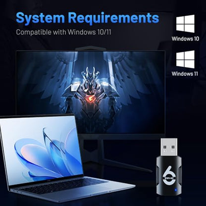 2-in-1 USB WiFi Bluetooth Adapter - WiFi Bluetooth USB, 900Mbps 2.4/5GHZ Dual-Band, WiFi and Bluetooth Adapter for PC/Laptop/Desktop, Wireless USB Adapter, Driver Free, Win 10/11
