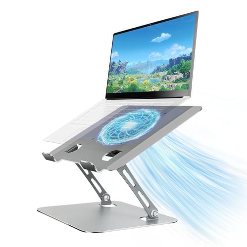 Laptop Cooling Stand with Fan and One Key Switch - Ergonomic Adjustable Height Desk Stand for All 10-16”Laptops & Tablets - size: Large