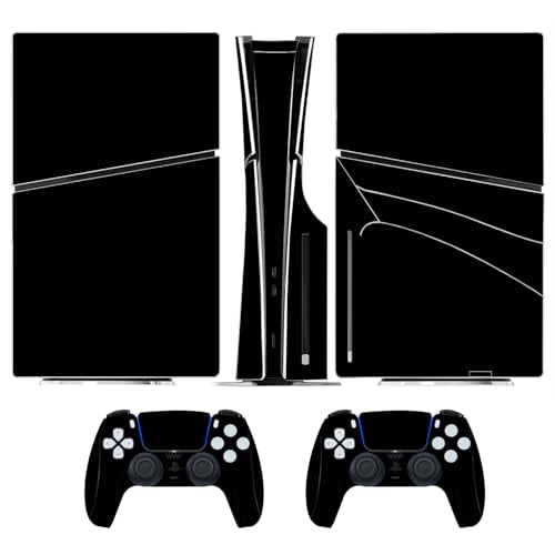 Solid Color Skin Wrap Compatible with PS5 Slim Disc Edition (Black) | Console Cover Protective Sticker, Game Controller Vinyl Wrap - color: Black