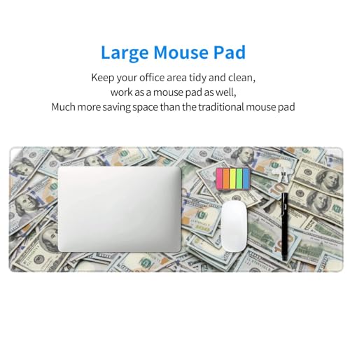 Money Pattern Gaming Mouse Pad, Large Extended Desk Mat (31.5x11.8 in), Non-Slip Rubber Base Stitched Edges Mousepad for Work Office Gaming & School - color: 3