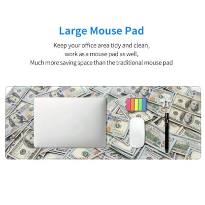 Money Pattern Gaming Mouse Pad, Large Extended Desk Mat (31.5x11.8 in), Non-Slip Rubber Base Stitched Edges Mousepad for Work Office Gaming & School - color: 3