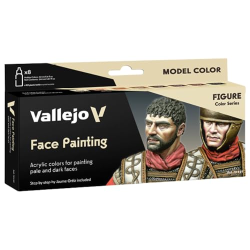 Vallejo - Face Painting Set | Model Color | Figure Color Series Miniature Model Kit to Create Realistic Tones and a Professional Approach with Artist-Grade Pigments | 8 Bottles x 18 ml. (0.60 fl.oz) - style: Face Painting