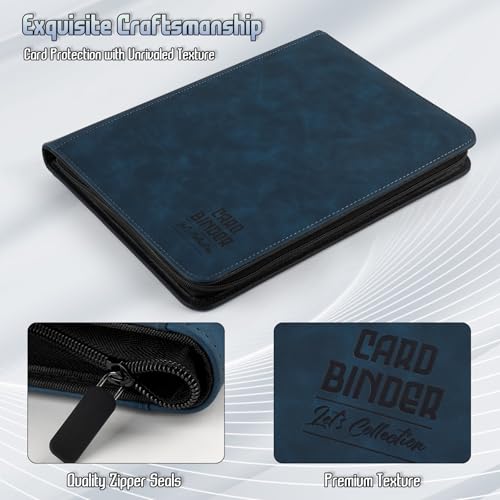 Trading Card Binder, Premium 9 Pocket Double Sided 540 Pocket PU Card Collection Binder, Collectible Trading Card Albums for MTG, TCG, Sport Card, Game Cards (Navy) - color: Navy