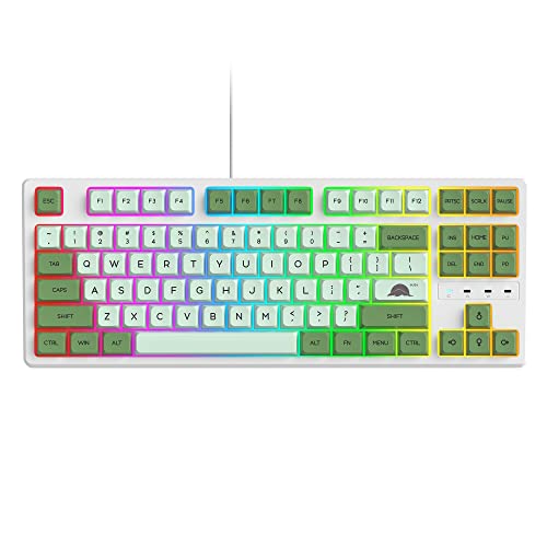 Fogruaden 75% Mechanical Keyboard with Red Switch, RGB Backlit Gaming Keyboard, 87 Keys Compact TKL Wired Keyboard for Win/Mac Laptop PC Gamer - Matcha - color: Green Matcha/Red Switch
