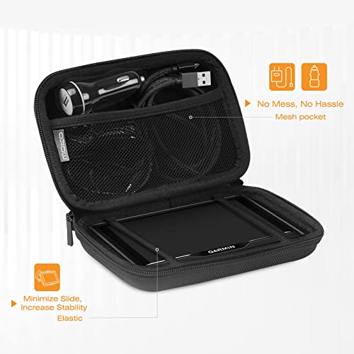 MoKo 7-Inch GPS Carrying Case for Garmin, Tomtom & Magellan, Black | Hard Shell Protection, Soft Velvet Lining, Mesh Pocket Storage, Secure Zipper Closure, Ideal for Travel - size: 7 inch
