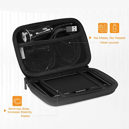 MoKo 7-Inch GPS Carrying Case for Garmin, Tomtom & Magellan, Black | Hard Shell Protection, Soft Velvet Lining, Mesh Pocket Storage, Secure Zipper Closure, Ideal for Travel - size: 7 inch