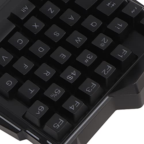 One Handed Gaming Keyboard, 35 Keys RGB Backlit Ergonomic Keyboard with Wrist Rest, USB Wired Silent Mini Gaming Keypad for PC, Seven Color Backlight Professional One - Handed RGB