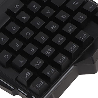One Handed Gaming Keyboard, 35 Keys RGB Backlit Ergonomic Keyboard with Wrist Rest, USB Wired Silent Mini Gaming Keypad for PC, Seven Color Backlight Professional One - Handed RGB