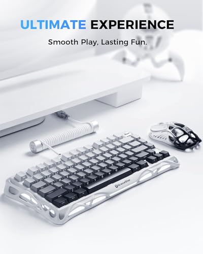 GravaStar Mercury K1 75% Wireless Mechanical Gaming Keyboard RGB Backlit | Gasket Mount, Hot Swappable Linear Switches, Creamy Sound Keyboard, 2.4GHz/USB-C/Bluetooth 5.0, for Win/Mac【Gradient White】 - color: Gradient White