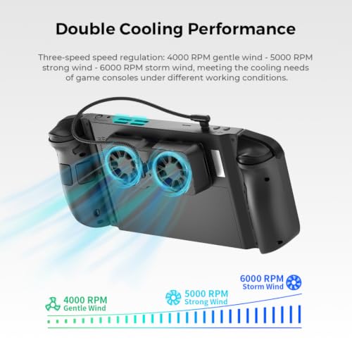 Magnetic Cooling Fan for Steam Deck for ROG Ally X for Legion Go Dual 45mm Turbo Fans Up to 6000 RPM 10-16CFM Airflow 3-Speed Portable Lightweight 45g