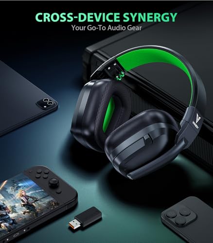 Wireless Gaming Headset for PS5, PS4 & PC, 20ms Ultra-Low Latency, 2.4GHz USB & BT 5.4, Noise Canceling Mic, 50H Battery, Compatible with Switch, Mac & Mobile, Ideal for Fortnite & Call of Duty - color: Obsidian Green
