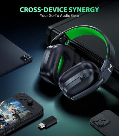 Wireless Gaming Headset for PS5, PS4 & PC, 20ms Ultra-Low Latency, 2.4GHz USB & BT 5.4, Noise Canceling Mic, 50H Battery, Compatible with Switch, Mac & Mobile, Ideal for Fortnite & Call of Duty - color: Obsidian Green