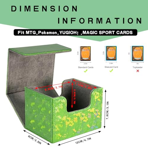 Dmoicols Card Deck Box Holds 100+ Single Sleeved Cards,Laser Sparkly Material Card Storage Box Horizontal,MTG Commander Deck Box with 2 Dividers fit TCG CCG Magic Cards (Sparkly Cyan Piece) - color: Sparkly Cyan Piece