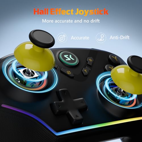 Wireless PC Controller with Hall Effect Joysticks & Triggers, 1000Hz Polling Rate, Trigger Locks, Bluetooth Pro Gaming Controller for PC/Steam/Luna/Tesla - 4 Macros and Turbo, Dynamic RGB, Black - color: Black