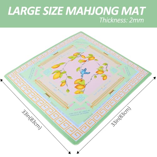 Jongyance Green American Learning Mahjong Mat (33”x33”), Anti-Slip, Mahjong Mat for Table, Mah-jongg Game Mat - color: Light Green