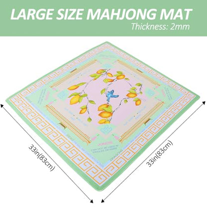 Jongyance Green American Learning Mahjong Mat (33”x33”), Anti-Slip, Mahjong Mat for Table, Mah-jongg Game Mat - color: Light Green