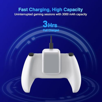 Tectra PS5 Controller Battery Pack, 3000mAh External Battery for Sony PlayStation 5 DualSense CFI-ZCT1W Controller, LED Display & USB-C Charging Cable