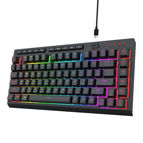 Redragon K524 Wired Gaming Keyboard, RGB Backlit, 75% Compact Quiet Membrane Keyboard with Programmable Macro and Multimedia Keys, Anti-ghosting, Spill Resistant for Win/MAC/PS/Xbox - color: Wired