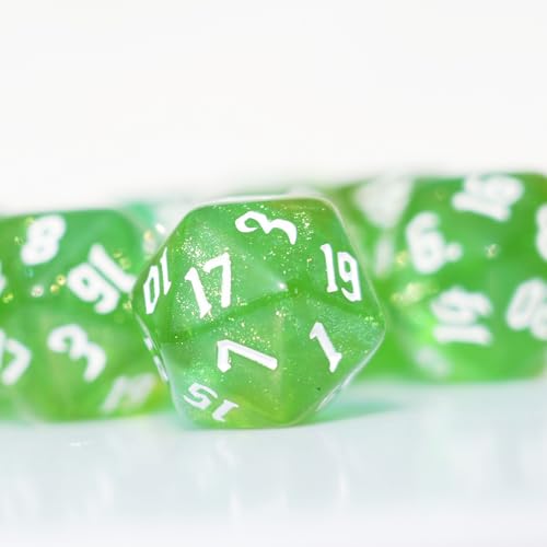 10PCs D20 Polyhedral Dice Set 22mm for DND RPG MTG Dungeons and Dragons Dice (Green) - color: Green