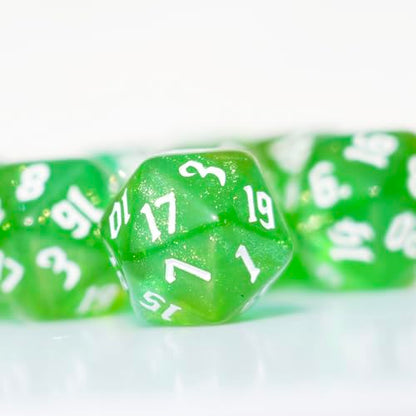 10PCs D20 Polyhedral Dice Set 22mm for DND RPG MTG Dungeons and Dragons Dice (Green) - color: Green