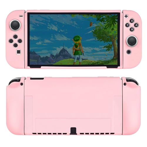 Protective Case for Nintendo Switch OLED 2021, Soft Silicone Switch OLED Case, Ergonomic Grip Cover Shock-Absorbent & Anti-Scratch Slim Shell Travel Protector Cases Accessories, Pink - color: Pink, size: For Switch OLED 2021