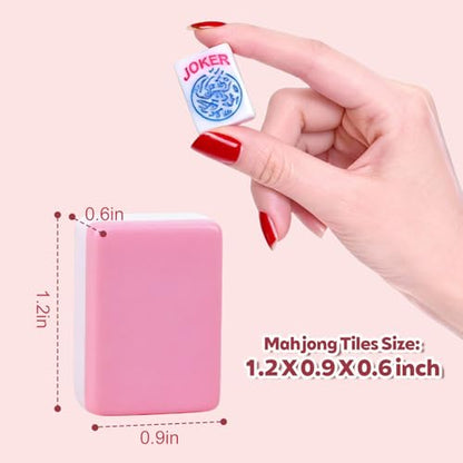1.2-inch Premium Pink American Mahjong Tile Set. Made of Durable and Sturdy Melamine. Perfect for Multiplayer Games, on-the-go Gaming, and Playing with Family and Friends.（Pink） - color: Pink