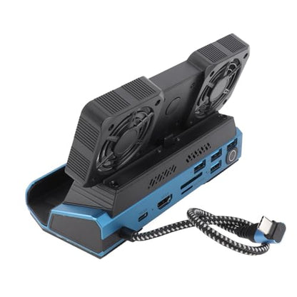 9 in 1 Docking Station for Steam Deck, Rog Ally X, Legion Go, Claw, Gaming Console Dock with Detachable Dual Cooling Fan, 4 USB Ports, 100W PD Charging