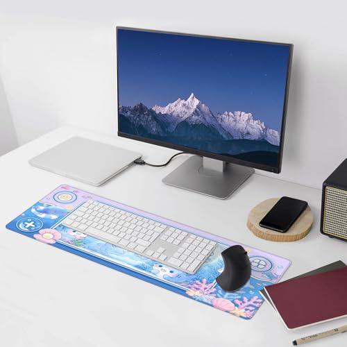 Fish Gaming Mouse Pad Extended Large Mouse Mat 31.5 X 11.8 Inch Nonslip Rubber Base Long Desk Pad Stitched Edges Mousepad Mice Pad for Office Home Game - color: Fish