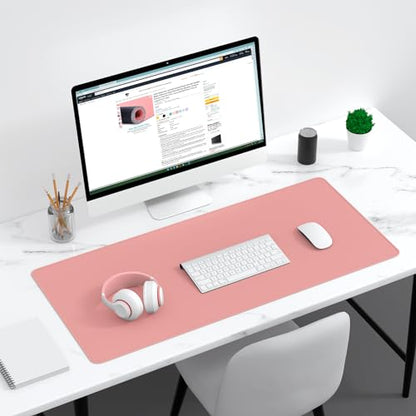 Dapesuom Large Gaming Mouse Pad, Extended Mouse Mat with Stitched Edges, Full Size Keyboard Pad with Non-Slip Base, Big XXL Computer Desk Mats for Gamer, Laptop, Office, 35.5 x 15.7in, Rose Pink - color: Rose Pink, size: 35.5L x 15.7W inches