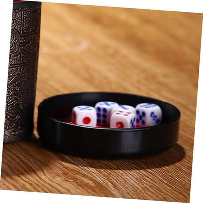BESTonZON 5pcs Plush Leather Dice Cup Holder Base Tray Dice Storage Cup Lid Shaker Tray Bar Prop Party Game Accessory