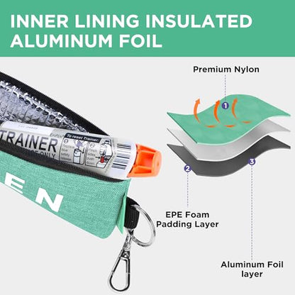 Portable EpiPen Carry Case, Insulated Emergency Medical Bag Maintain Med effectiveness, Fits 1 EpiPen, Asthma Inhaler, Auvi-Q, Allergy Medication, Travel EpiPen Holder for Adults or Kids (Green) - color: Green