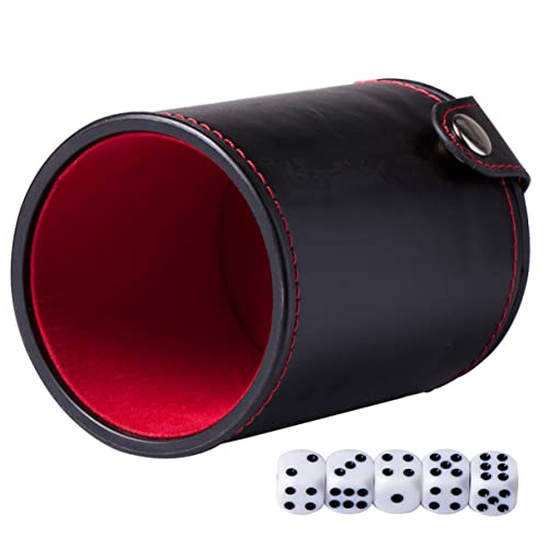 VICASKY 2sets Leather Dice Cup Set Double-Layer Storage Pu Leather Shaker for Ktv and Bars Includes Dice Lightweight and Compact Design