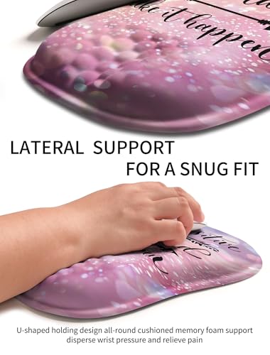 Hokafenle Ergonomic Wrist-hugging Mouse Pad Wrist Support, U-shaped Holding Wrist Rest Mousepad for Carpal Tunnel Pain Relief with Cushioned Memory Foam Slope Massage Bulge (10.2x8.3 in,Stay Positive) - color: Stay Positive