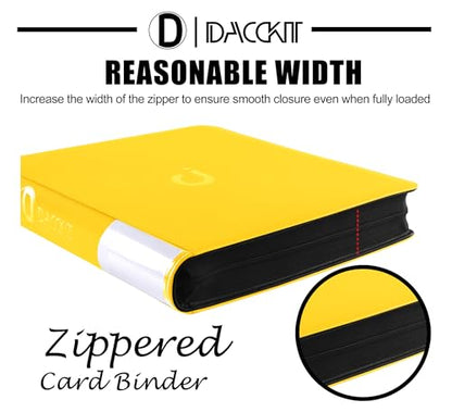 D DACCKIT 2000 Pocket Card Binder - Premium 20 Pocket Trading Card Binder with Sleeves Fits 2000 Cards, Ringless Card Album for TCG - Model A，Golden Yellow - color: Golden Yellow