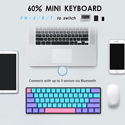 surmen 60% Wireless Gaming Keyboard 60 Percent RGB Backlit Hot-Swappable GT61 Mini Mechanical Keyboard Bluetooth Programmable (Gateron Yellow, Joker) - color: Joker-Yellow Switch
