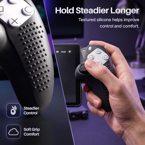 TNP Black Silicone Case Cover Skin Compatible with PlayStation Portal | Protective soft-grip shell for steadier handheld play; 1 flexible cover only, console and thumb grips not included - color: Black