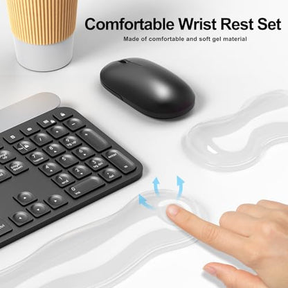 MOKURU Gel Keyboard and Mouse Wrist Rest Set, Comfort Ergonomic Wrist Support, for Wrist Pain Relief, Computer Keyboard Wrist Rest (Transparent) - color: Transparent