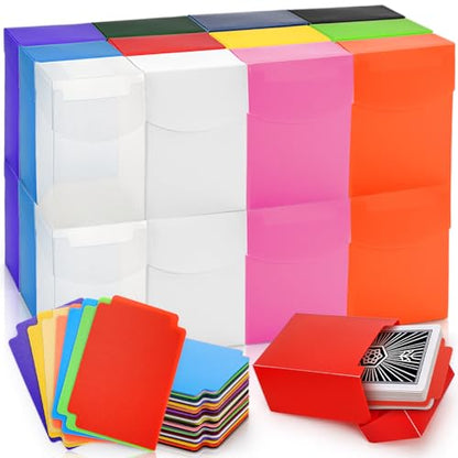 24 Pack Card Deck Boxes with 24 Dividers, Plastic Hard Gaming Card Holder Organizer, Collectible Trading Playing Cards Storage Box, Closed Sports Cards Cases for Family, Party Games