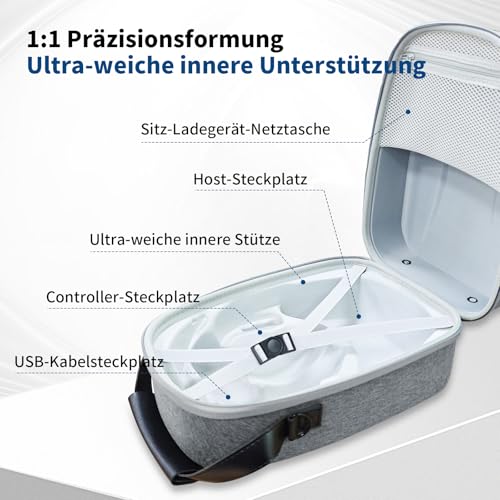 AceGamer Hard Carrying Case for Playstation VR2 Protective Case, Travel Bag Compatible with PS VR2 Headset and Controller Accessories, gray, PS VR CASE - color: Light Grey