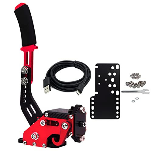 Obokidly 14Bit USB Handbrake SIM for Xbox ONE Racing Games Compatible with G920 FANATECOSW Dirt Rally Without Clamp with Black Stainless Steel Fixed Plate (Red-with Black Stainless Steel Fixed Plate) - color: Red-With Black Stainless Steel Fixed Plate